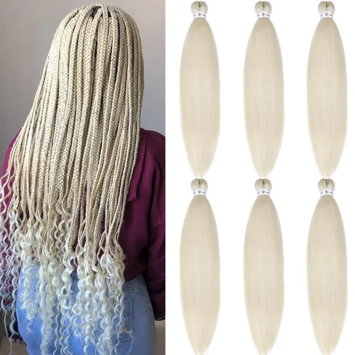Vista 15 de Pelo trenzado corto 1B negro preestirado Extensiones de pelo trenzado para niños para trenzas de caja sin nudos, pelo trenzado preestirado de 16
