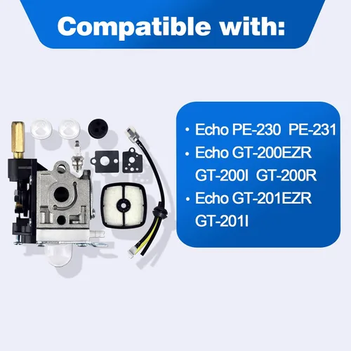 Vista 2 de Kits de carburador con filtro de aire para Echo PE-230 PE-231 GT-200EZR GT-200I GT-200R GT-201EZR GT-201I y más modelos Reemplaza A021004700