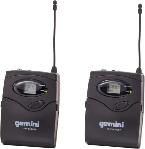 Vista 8 de Gemini Auriculares duales UHF y sistema de micrófono inalámbrico Lavalier (UHF-6200HL) Dual UHF headset & lavalier mics, 512-537.5 MHz - auto SYNC
