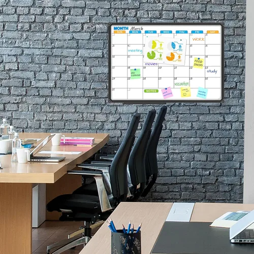 Vista 6 de JILoffice Calendario de Pizarra Blanca de Borrado en Seco - Calendario de Pizarra Blanca Magnética Mensual 24 X 18 Pulgadas, Marco de Aluminio Negro