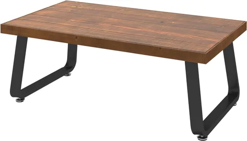 Vista 9 de IBF Mesa de centro rústica, mesa de té de madera maciza industrial, mesa de centro de madera real, mesa de café rectangular moderna y minimalista