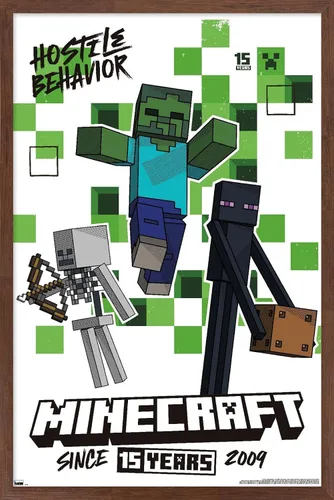 Vista 10 de Trends International Minecraft: 15th Anniversary - Póster de pared de comportamiento hostil, 22.4 pulgadas de largo x 14.7 W, versión enmarcada