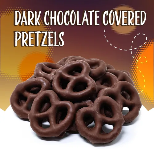 Vista 4 de Mini pretzels cubiertos de chocolate negro Bolsa de 2 libras Pretzels salados en chocolate dulce Pretzels salados en chocolate rico, merienda