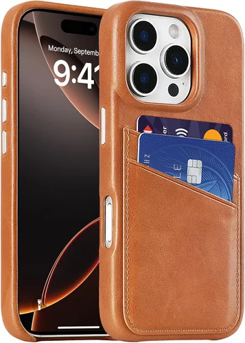 Vista 14 de LUCKYCOIN Funda de piel 100% auténtica tipo cartera para iPhone 13, diseño delgado con tarjetero y funda protectora a prueba de golpes, forro