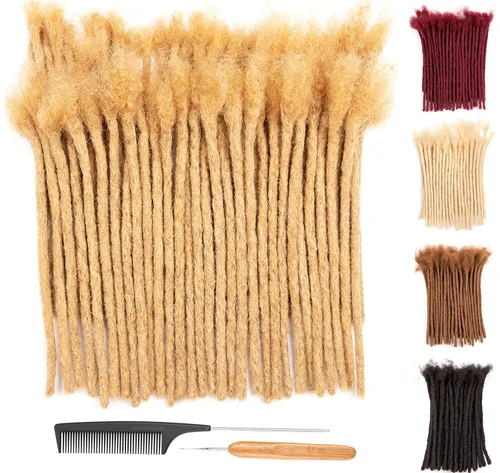 Vista 44 de DAIXI 0.2cm y 0.4cm y 0.6cm y 0.8cm de grosor 4-18 pulgadas 10 hebras extensiones de rastas de cabello humano 100% real para hombres/mujeres