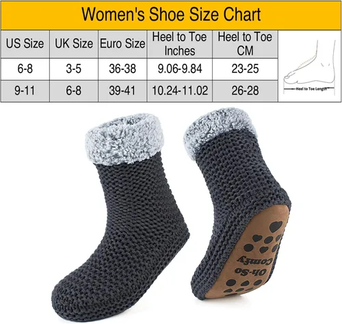 Vista 5 de cosyone1997 Pantuflas de punto grueso para mujer para interiores, con forro polar sherpa, botas suaves sin cordones, cálidas y mullidas