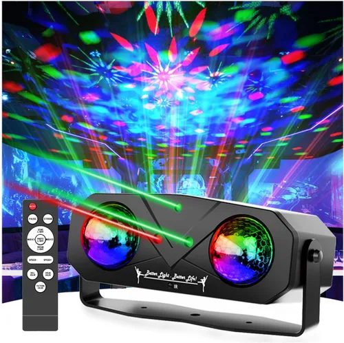 Vista 9 de Luces de fiesta, luz estroboscópica DJ de discoteca, proyector de bola de discoteca para escenario, efecto de rave, luz para clubes de baile, sonido