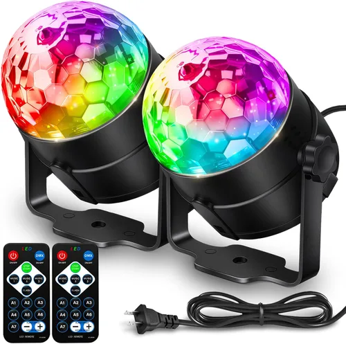 Vista 10 de Luces de fiesta de bola de discoteca para DJ, activadas por sonido, con control remoto, lámpara estroboscópica, 7 modos, luz de escenario