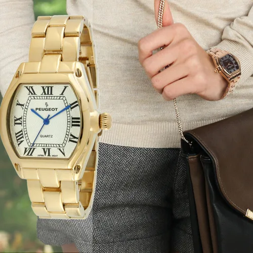 Vista 2 de Peugeot Reloj de vestir sin mangas para mujer con pulsera y esfera de números romanos
