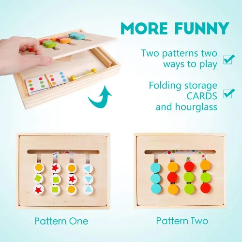 Vista 3 de Montessori - Juguetes de aprendizaje con diapositivas, rompecabezas lógicos a juego de colores y formas para niños, rompecabezas educativos