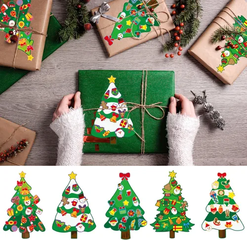 Vista 5 de 36 hojas para hacer tu propio árbol de Navidad, recuerdos de fiesta de Navidad para niños 36 Sheets Christmas Stickers, Christmas Activities for