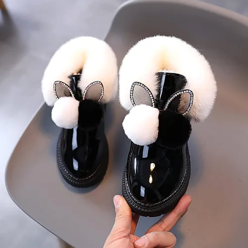 Vista 2 de Botas de princesa para bebés y niñas, botas de nieve antideslizantes de forro polar para niños precaminantes de invierno, cálidas para recién nacidos