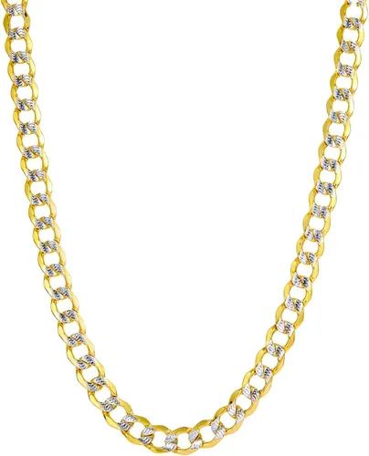 Vista 7 de 14k REAL Yellow/Two Tone Gold Bevelled Hollow 11mm, 9mm, 6.5mm, 5mm, 4.5mm, 3.5mm, 2.5mm, 2mm Cuban Curb Chain Necklace/Bracelet with Lobster Claw