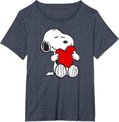 Vista 42 de Peanuts Camiseta de San Valentín Snoopy Hugging Heart, Negro
