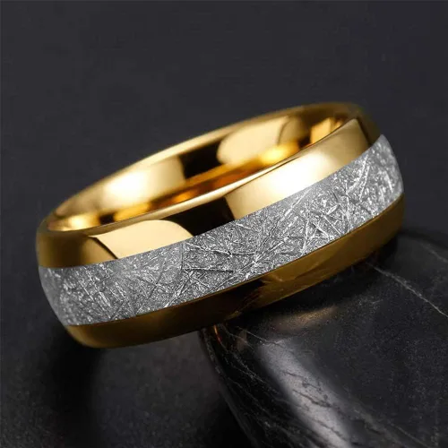 Vista 5 de LOVERSRING Juego de anillos de boda para él y para ella, 2 piezas de anillos de compromiso de boda de circonita cúbica de oro amarillo de 10
