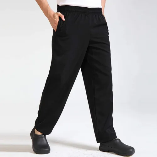 Vista 8 de Pantalones de trabajo de chefs duraderos transpirables para hombres, talla M (negro), Negro