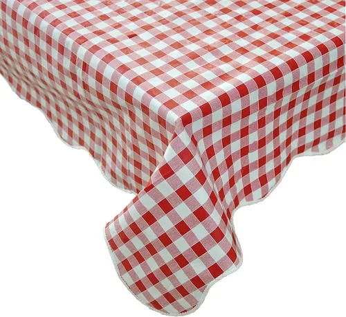 Vista 8 de Mantel de vinilo a cuadros rojos y blancos, mantel rectangular de 54 x 72 pulgadas, lavable e impermeable para fiestas, cenas diarias, decoración