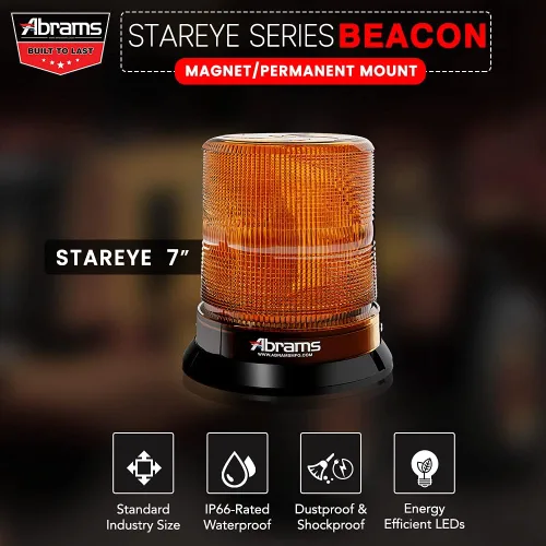 Vista 2 de Abrams StarEye LED Beacon Dome de 7 pulgadas [12 LED] [36 W] Montaje permanente en la parte superior del techo [Clase SAE 1] [30+ patrones de flash]