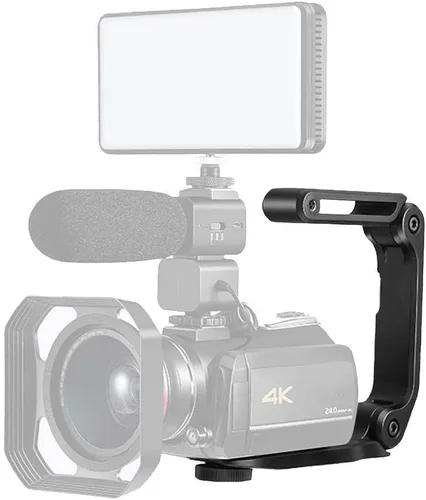 Vista 4 de Soporte estabilizador de extensión para videocámara digital DSLR, mango protector de cámara de filmación de video con micrófono universal flash