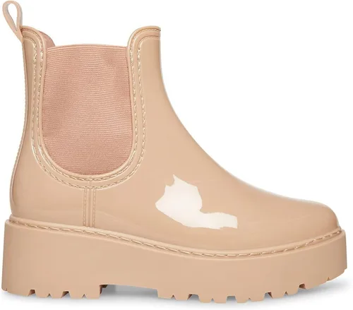Vista 3 de Botas de lluvia con plataforma para mujer, botas Chelsea de charol impermeables, botas de punta redonda para mujer