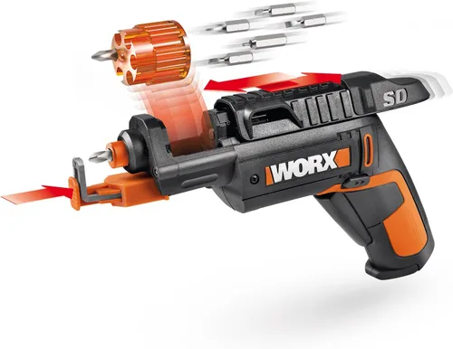 Vista 10 de Worx WX255L - Destornillador eléctrico de 4 V, juego de destornilladores eléctricos inalámbricos recargables con 6 brocas, soporte para tornillos
