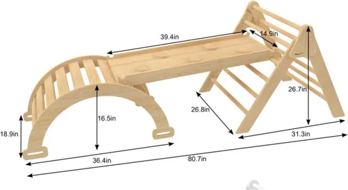 Vista 3 de Avenlur Hazel - Juego de triángulos Pikler 5 en 1, juguetes de escalada para interiores Montessori Climbing Set & Indoor Playground: Triangle