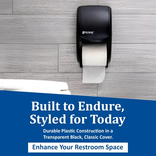 Vista 5 de Dispensador doble de papel de baño estándar San Jamar R3500TBK, color perla negra