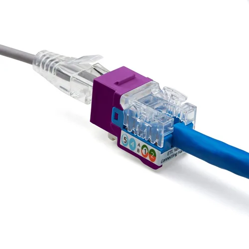 Vista 39 de TRUE CABLE Conector Keystone Cat5e, sin blindaje (UTP), perforado de 90 grados, PoE++ (4PPoE) 100W, certificación UL, verificado ETL, certificado