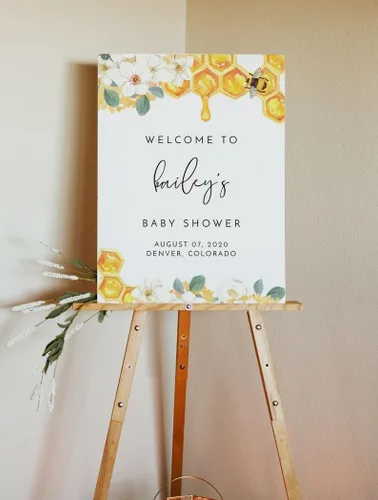 Vista 6 de Cartel de bienvenida de flores silvestres para baby shower personalizado – Cartel de bienvenida de flores silvestres para baby shower – Póster