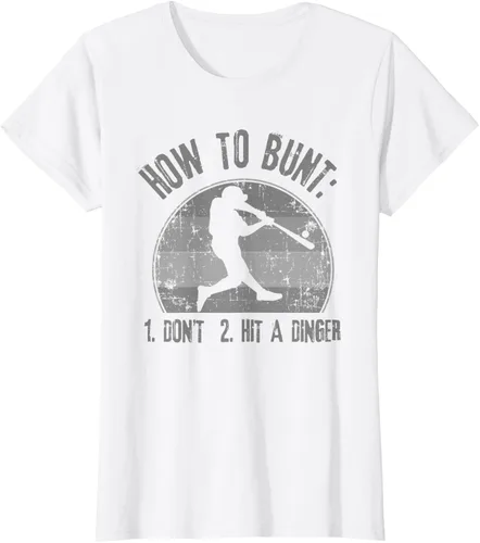 Vista 23 de Cómo Bunt Don't Hit A Dinger - Camiseta divertida de béisbol y sóftbol, Negro, S