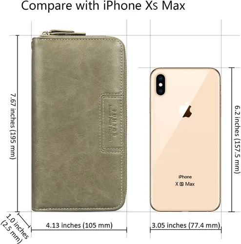 Vista 6 de FT FUNTOR Cartera de pulsera para mujer, cartera de piel sintética vegana con cremallera alrededor del teléfono, tarjetero organizador