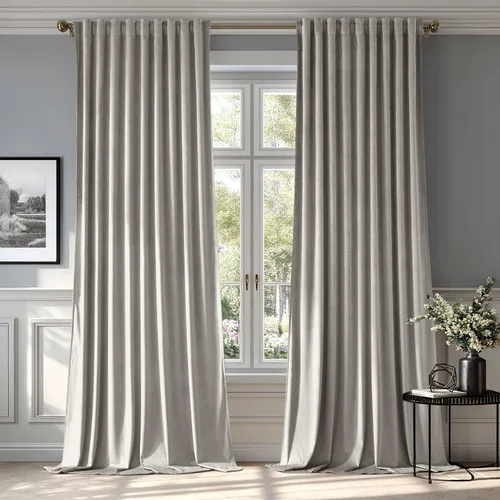 Vista 56 de MIULEE Cortinas de terciopelo de 84 pulgadas de largo, juego de 2 paneles para dormitorio, con pestaña trasera plisada, de lujo, aislamiento