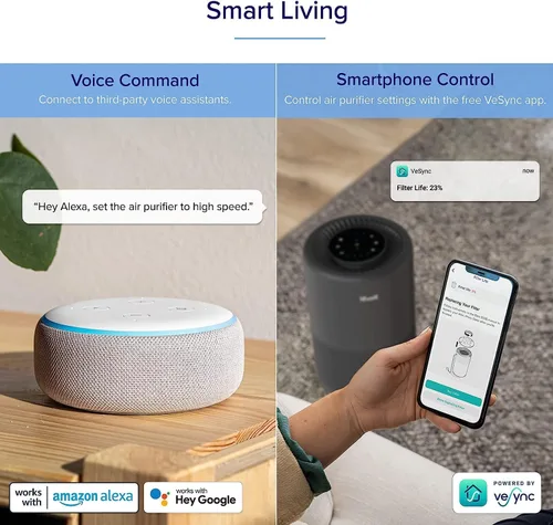 Vista 7 de LEVOIT Purificadores de aire para el hogar y el dormitorio con WiFi inteligente, filtro HEPA, control Alexa