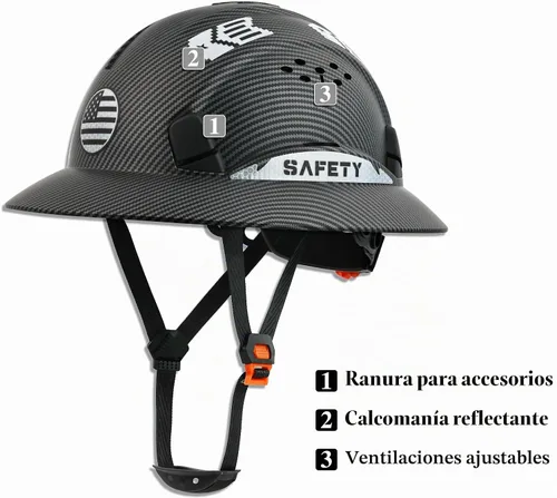 Vista 5 de Casco duro de ala completa, casco de seguridad aprobado por la OSHA, Cascos De Construcción, casco duro de construcción ventilada, trinquete