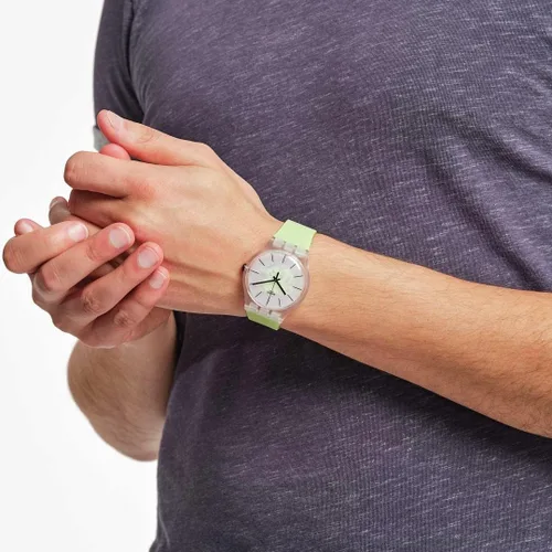 Vista 4 de Swatch Nuevo Gent BIO-SOURCED The Frame, de Frida Kahlo Reloj de cuarzo, Verde, Moderno