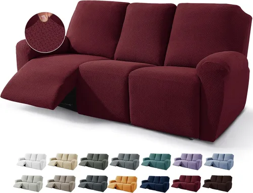 Vista 36 de JIVINER Fundas de sofá reclinable de 8 piezas, fundas elásticas de jacquard para sofá reclinable, fundas para sala de estar, protector suave de 3