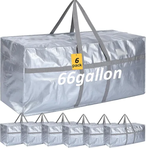 Vista 26 de 4 Piezas Bolsas de Mudanza Grandes con Cremallera y Asas Bolsas de Lona Tipo Duffle Plegables de Almacenamiento Extra Resistentes Extra Grandes