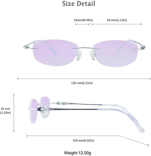 Vista 24 de LifeArt Pure Titanium Frame Glasses/Blue Light Blocking Reading Glasses, Reduce Eyestrain, Stylish for Men and Women 3033_(champán Clear)