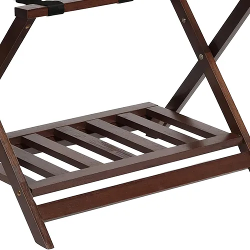 Vista 9 de PJ Wood Portaequipajes plegable de madera maciza estilo hotel portátil con estante inferior de almacenamiento de zapatos para invitados de casa