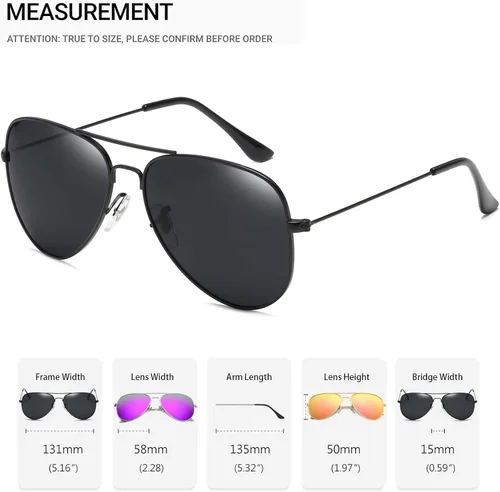 Vista 4 de ENSARJOE 3 gafas de sol polarizadas UV400 Classic Aviator para hombres y mujeres