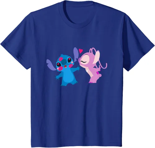 Vista 52 de Disney Stitch and Angel - Camiseta para el día de San Valentín Negro