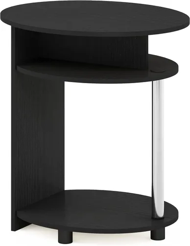 Vista 5 de Furinno JAYA Mesa auxiliar ovalada de diseño simple con contenedor, americano/cromo