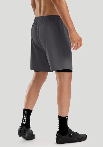 Vista 3 de Bikewa Pantalones cortos de ciclismo de montaña para hombre, con acolchado 3D, ajuste holgado, con bolsillos con cremallera