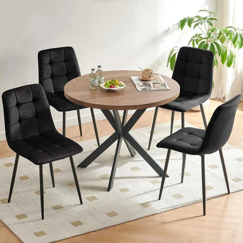 Vista 10 de Homedot Juego de mesa de comedor para 2, mesa de cocina de 3 piezas, juego de sillas de comedor redondas y negras para espacios pequeños, juego