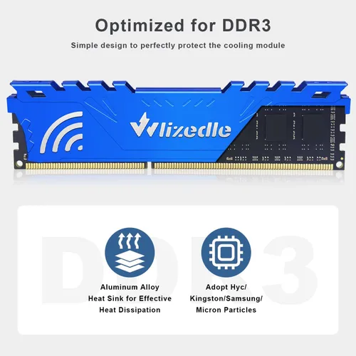 Vista 4 de DDR3 RAM 4GB 1600MHz CL11 UDIMM, módulo de memoria para PC de escritorio PC3-12800 de 240 pines 1.5V 2Rx8 de doble rango sin búfer no ECC para PC