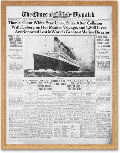 Vista 7 de Póster enmarcado de 12 x 16 pulgadas, diseño de catástrofe del Titanic Disaster 1912 Times