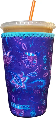 Vista 28 de Funda Koverz para café helado, funda aislante de neopreno para taza, se ajusta a una taza de café de 32 Oz., lavable y reutilizable, accesorios
