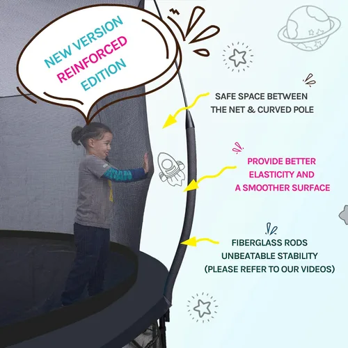 Vista 4 de SkyBound Trampolín sin Resortes de 14 PIES 12 PIES 10 PIES 8 PIES 6 PIES para Niños y Adultos - Trampolines Recreativos con Revestimiento