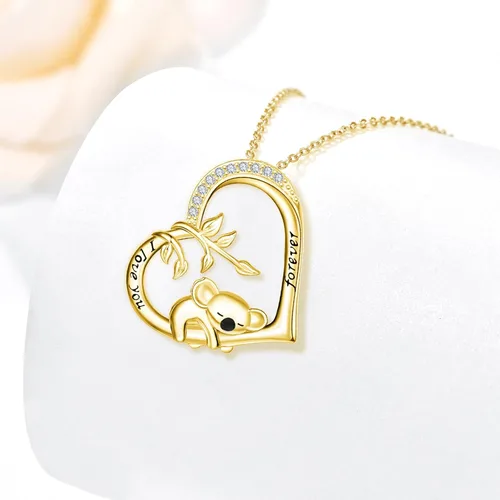 Vista 3 de Dreamboat Koala Heart Necklace for Women 925 Sterling Silver I Love You Forever Pendant Necklaces Cute Koalas Jewelry Christmas Birthday Gifts for