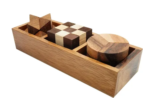Vista 9 de BSIRI 3 Rompecabezas en una Caja - Rompecabezas de Cerebro de Madera, Rompecabezas Mental 3D para Adultos, Juegos Educativos para Niños